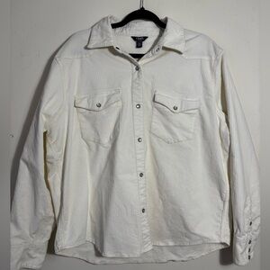 Chaps Women’s 
Western Off-White Corduroy Button-Front Shirt with pearl Buttons